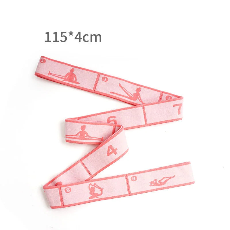 Pink 9-Loop Yoga Stretch Strap - Numbered Band