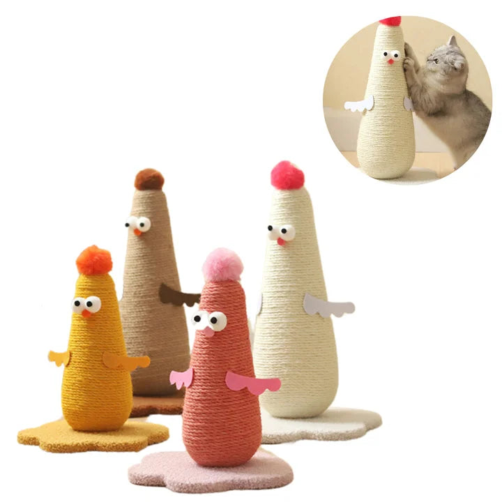 Pink Adorable Chick Cat Scratching Post - Durable Sisal