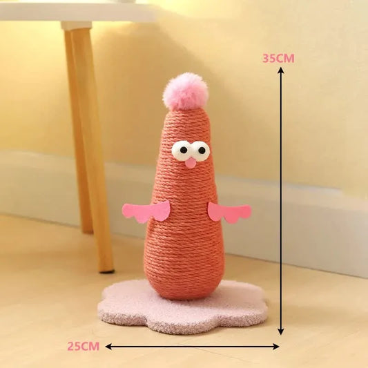 Pink Adorable Chick Cat Scratching Post - Durable Sisal