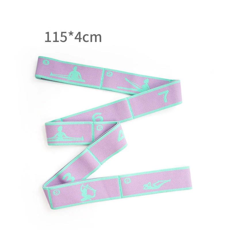 Pink and Blue 9-Loop Yoga Stretch Strap - Numbered Band