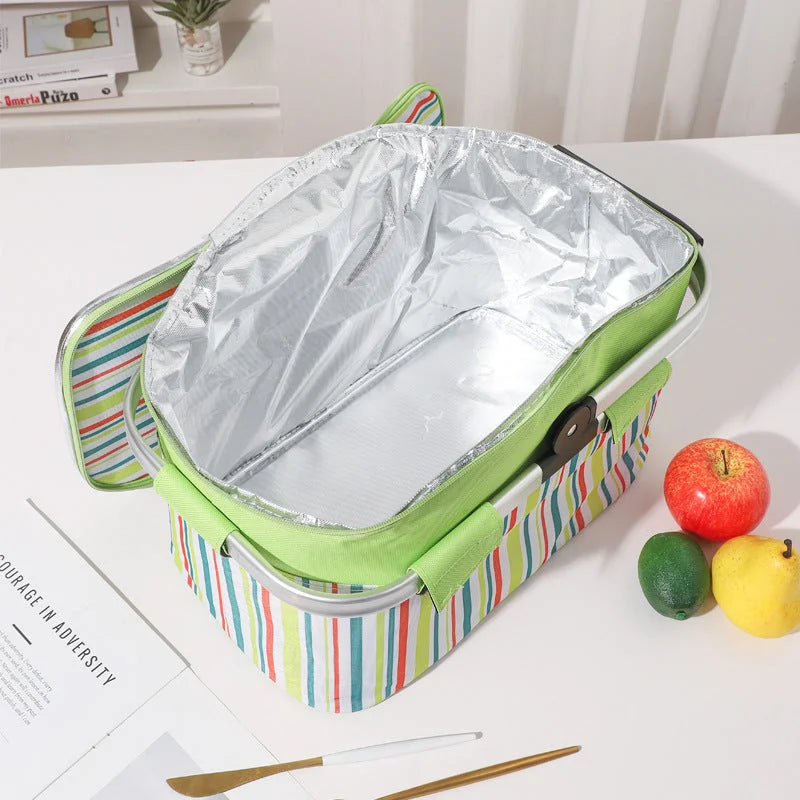 Pink and Floral Pattern Large 27L Foldable Insulated Picnic