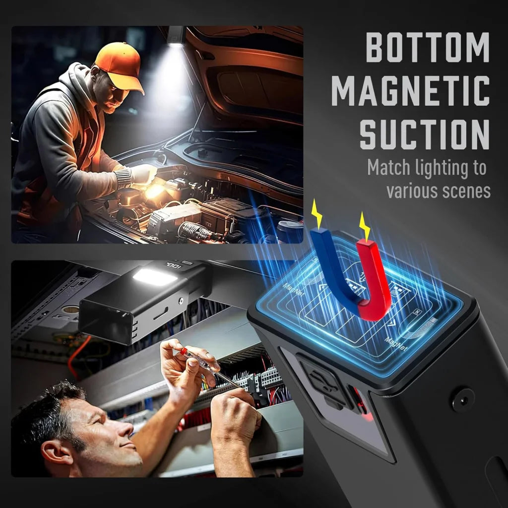 Pink-Blue Magnetic Flashlight: Spotlight COB Flood Red&Blue