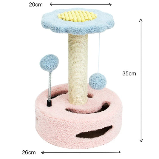 Pink Bold Flower Cat Scratching Post - Interactive Plush &