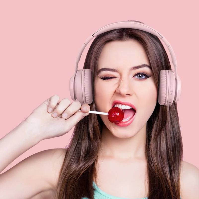 Pink Bunny Wireless Headphones - Glowing Logo Bluetooth 5.0