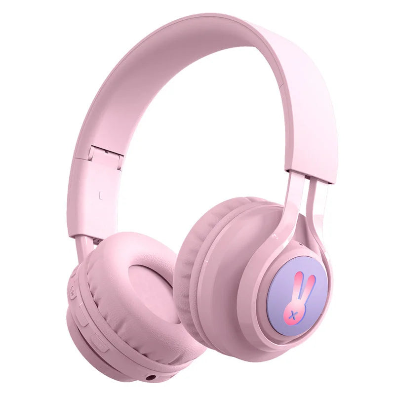 Pink Bunny Wireless Headphones - Glowing Logo Bluetooth 5.0