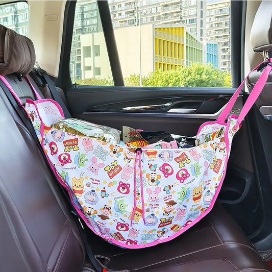 Pink Car Back Seat Organizer Hammock - Portable Storage