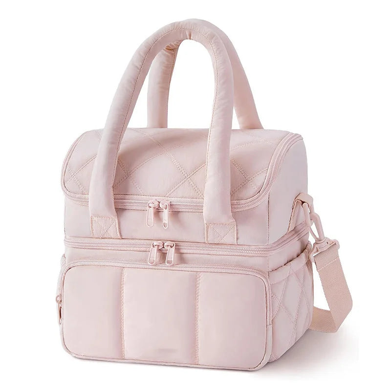 Pink Chic Double Deck Insulated Lunch Bag - Leakproof