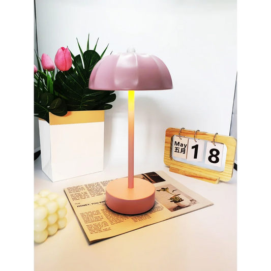 Pink Chic Mushroom LED Table Lamp - Rechargeable Cordless
