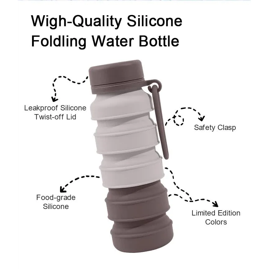Pink Collapsible Silicone Water Bottle - 510ml Portable
