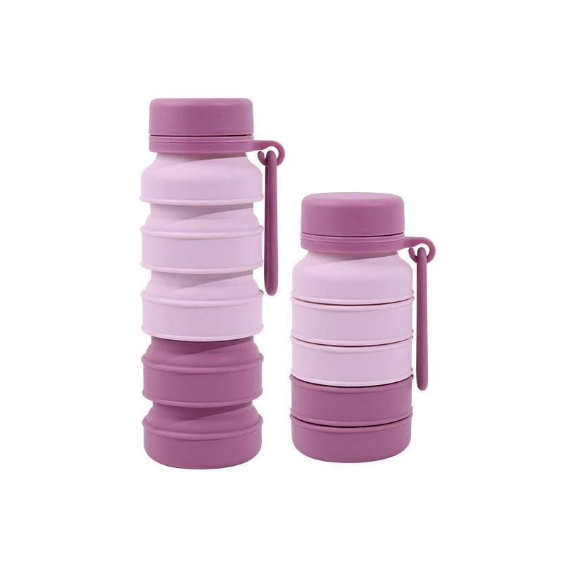Pink Collapsible Silicone Water Bottle 510ml Portable Food
