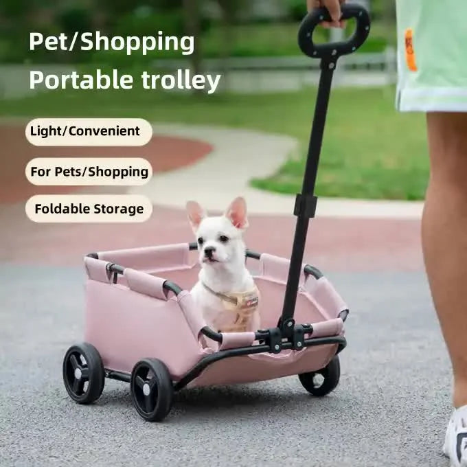 Pink Compact Foldable Pet Stroller for Dogs and Cats –