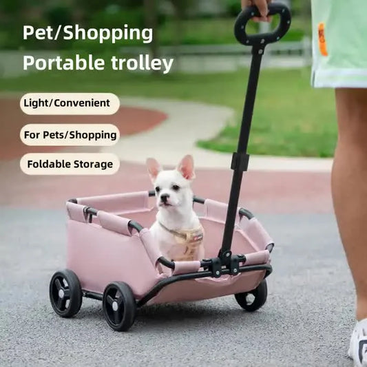 Pink Compact Foldable Pet Stroller for Dogs and Cats –