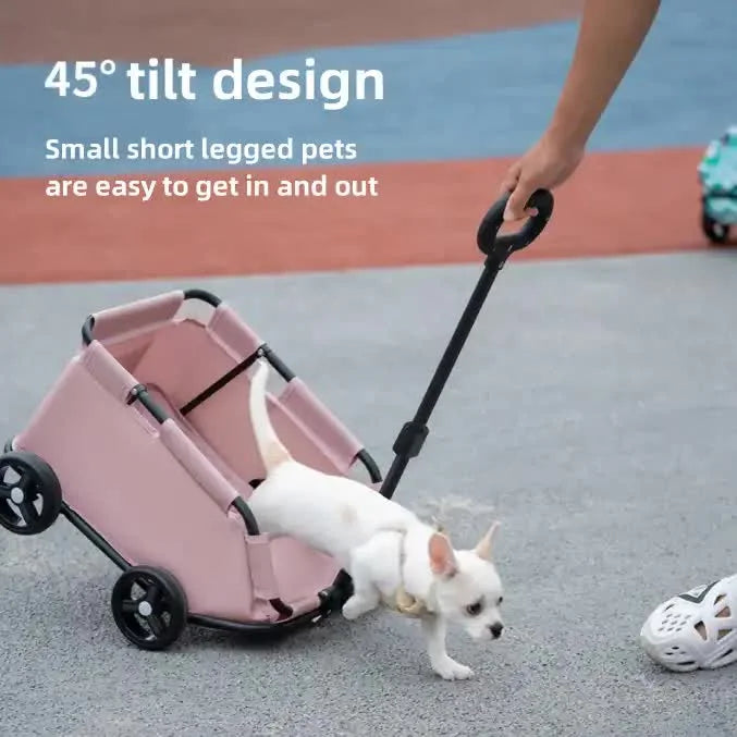 Pink Compact Foldable Pet Stroller for Dogs and Cats –