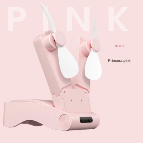 Pink Creative Dual-Head Folding Handheld Fan - USB