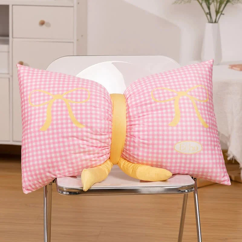 Pink Cute Butterfly Knot Pillow | Soft Bed & Seat Cushion