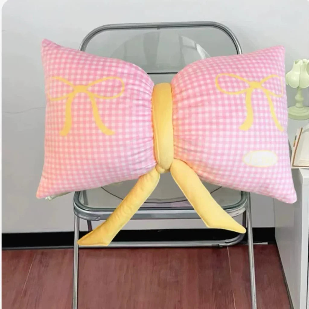 Pink Cute Butterfly Knot Pillow | Soft Bed & Seat Cushion