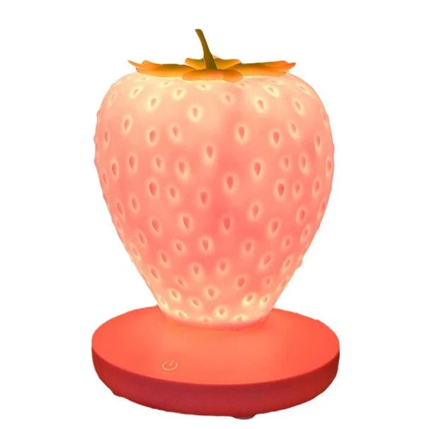 Pink Cute Silicone Strawberry Night Light - USB