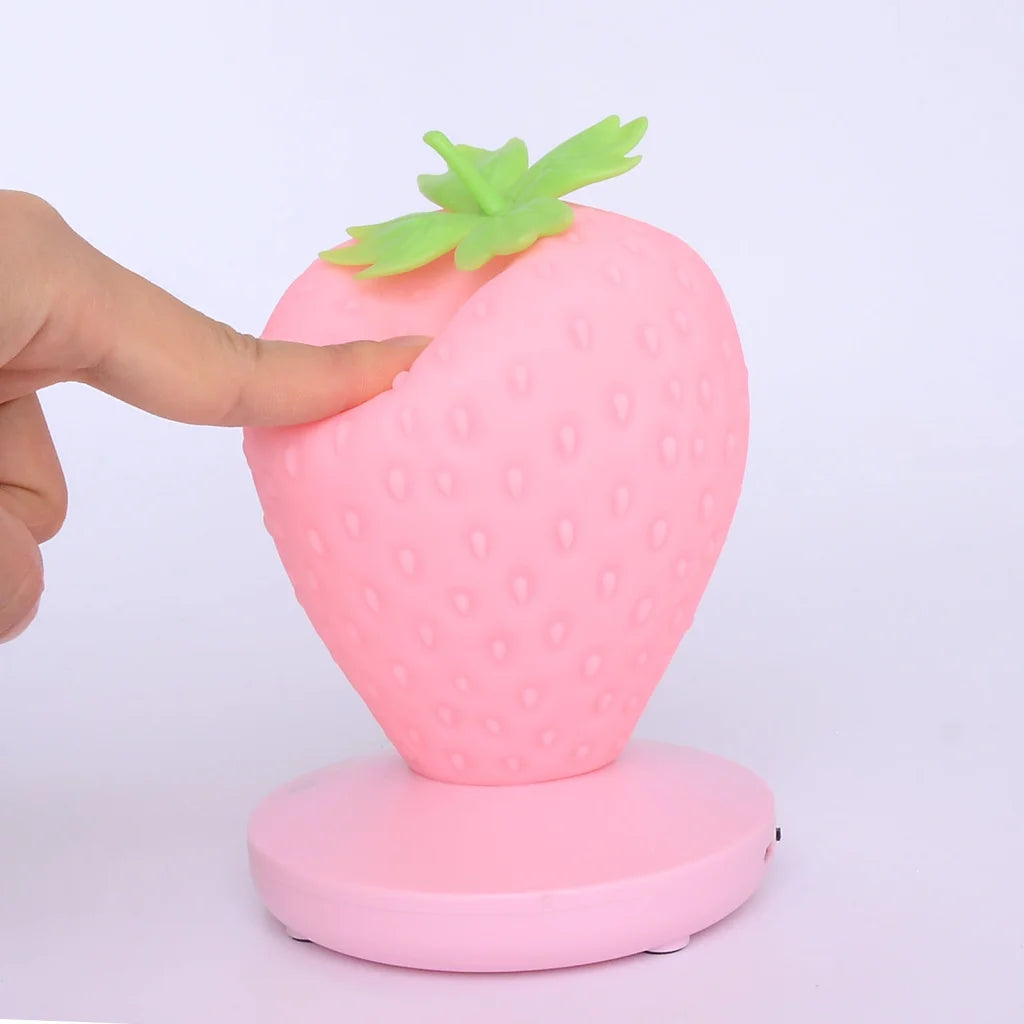 Pink Cute Silicone Strawberry Night Light - USB