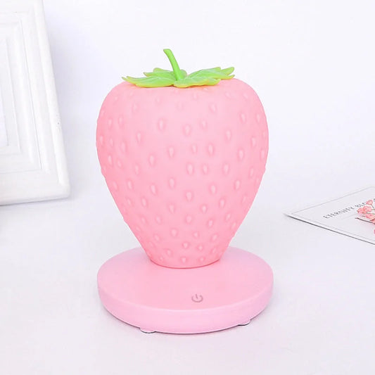 Pink Cute Silicone Strawberry Night Light - USB