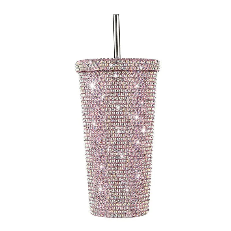 Pink Diamond Inlaid Insulated 304 Stainless Steel Cup