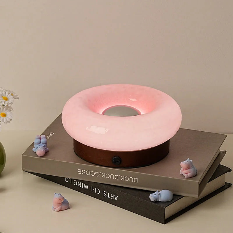 Pink Donut Table Lamp - Rechargeable Touch Control LED