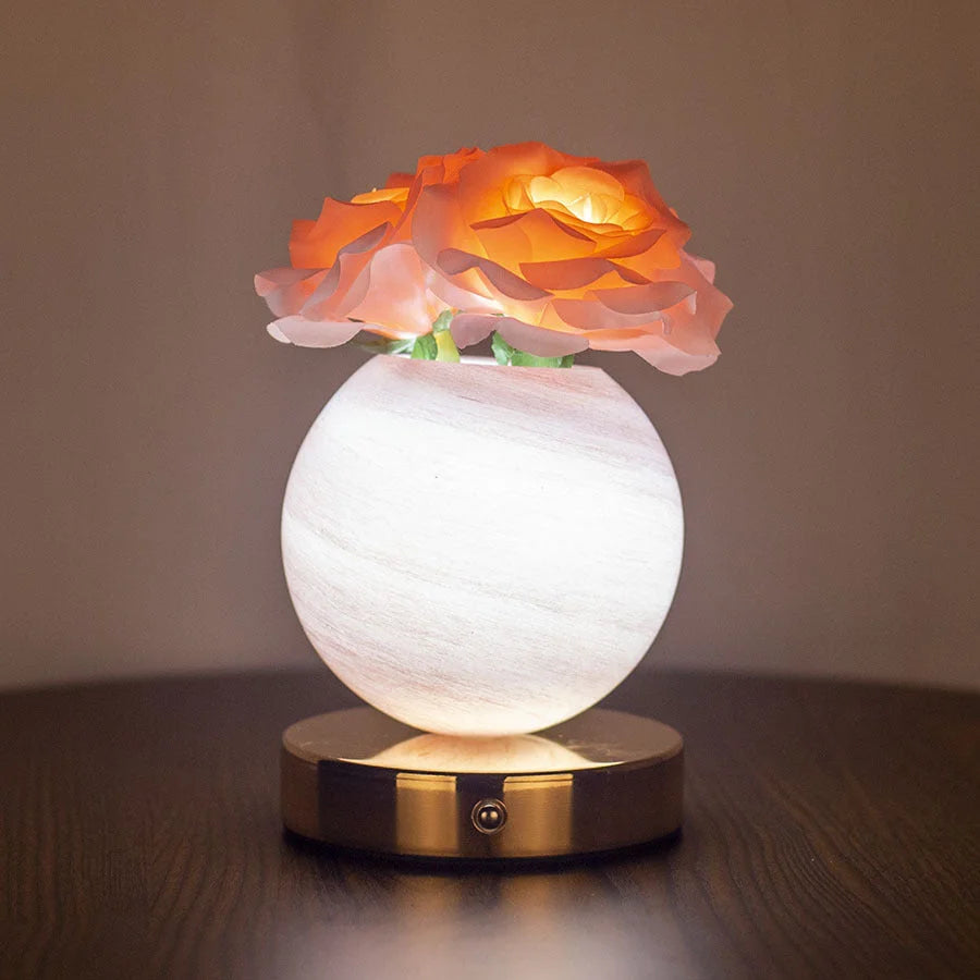 Pink Dreamy Rose Planet Lamp Night Light - Elegant 21cm