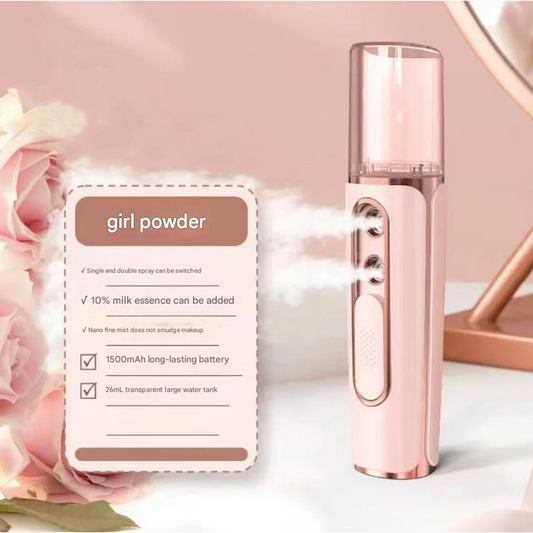 Pink Dual Nozzle Nano Facial Mister - USB Rechargeable