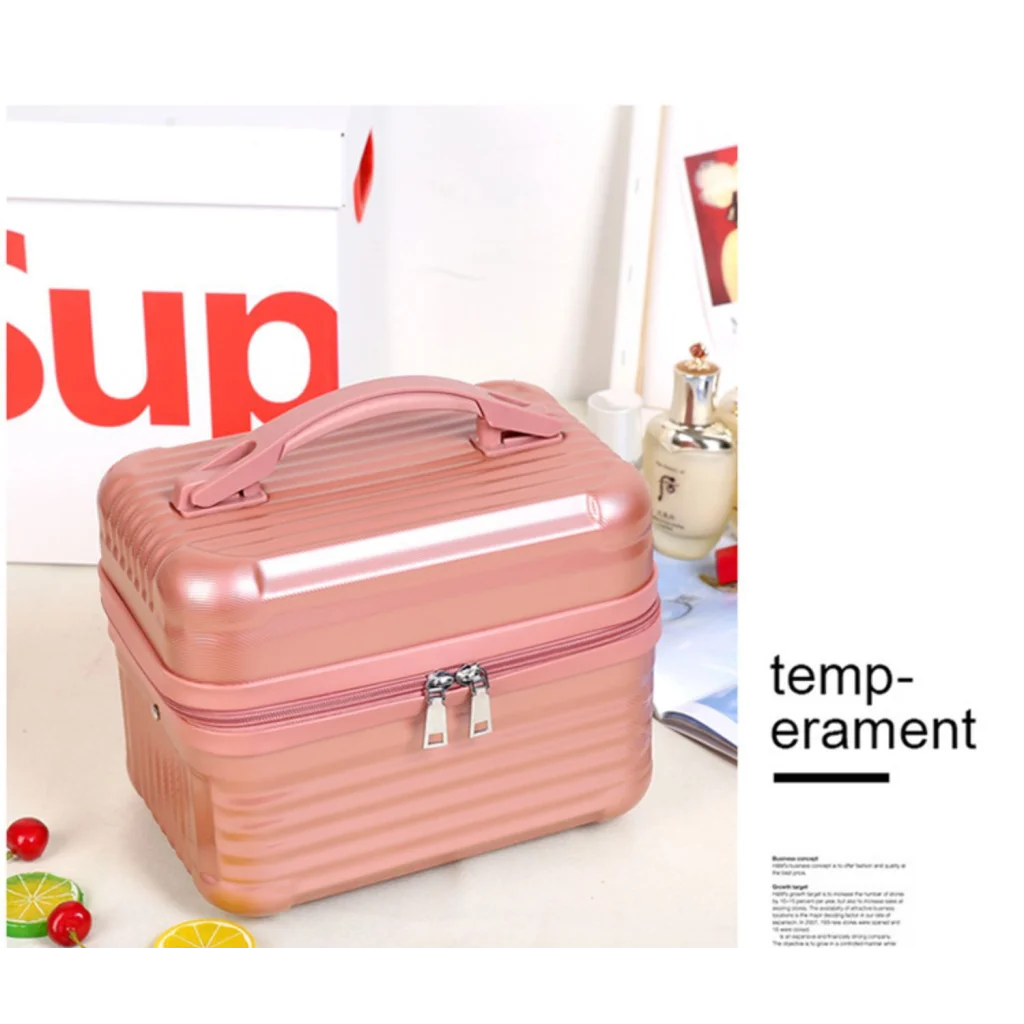Pink Durable Hard Shell Makeup Travel Case - Large Capacity