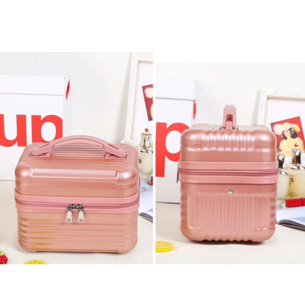 Pink Durable Hard Shell Makeup Travel Case - Large Capacity