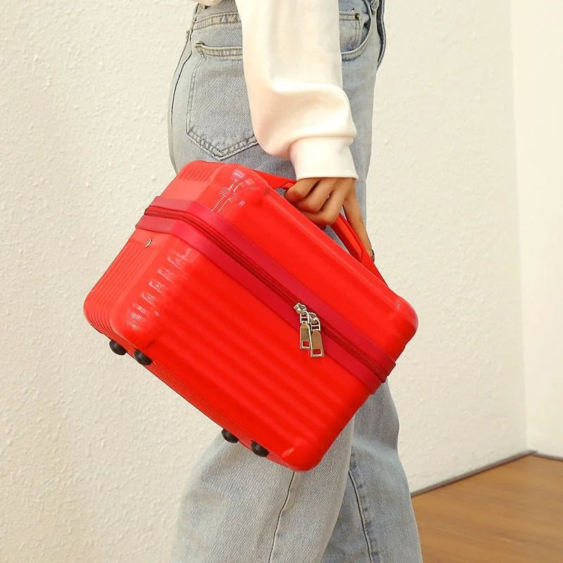 Pink Durable Hard Shell Makeup Travel Case - Large Capacity