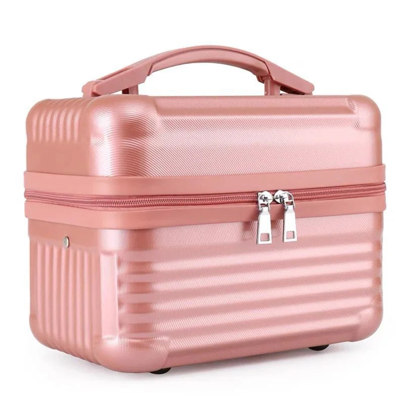 Pink Durable Hard Shell Makeup Travel Case - Large Capacity