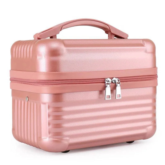 Pink Durable Hard Shell Makeup Travel Case - Large Capacity