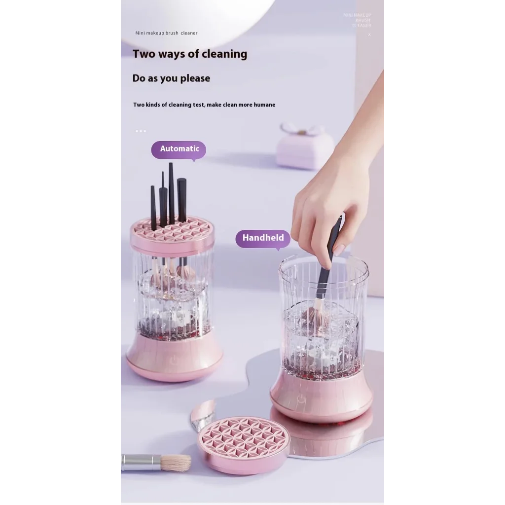 Pink Electric Makeup Brush Cleaner & Dryer Machine