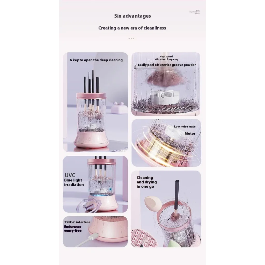 Pink Electric Makeup Brush Cleaner & Dryer Machine