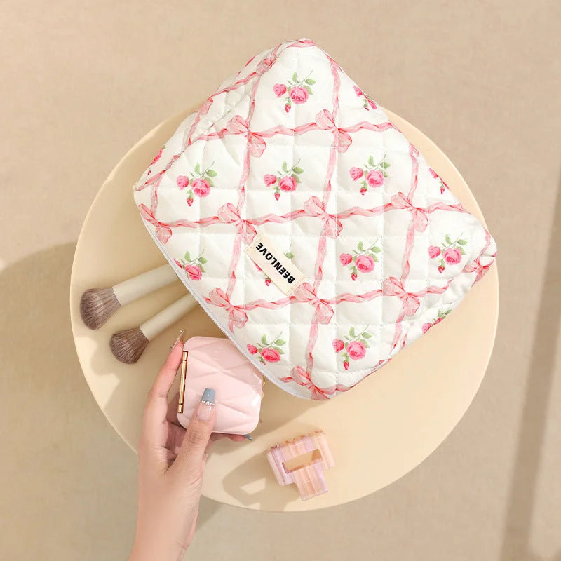 Pink Elegant 3-Piece Cosmetic Storage Set - Portable