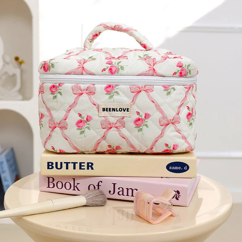 Pink Elegant 3-Piece Cosmetic Storage Set - Portable