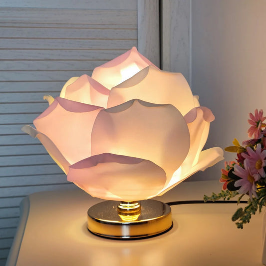 Pink Elegant Lotus Flower Table Lamp - Decorative Bedside