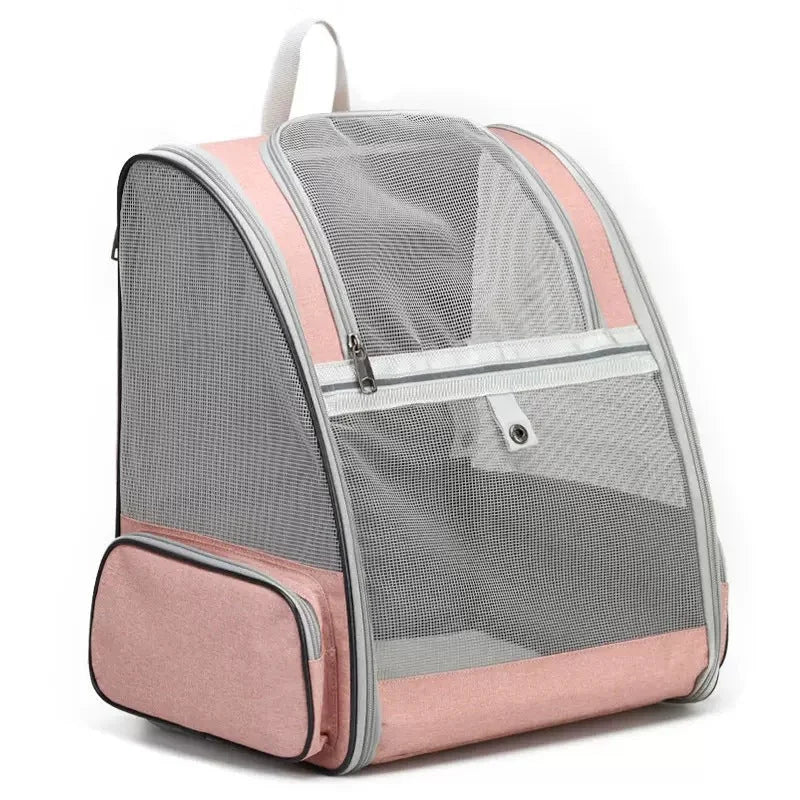 Pink Foldable Pet Carrier Backpack - Breathable Mesh Travel