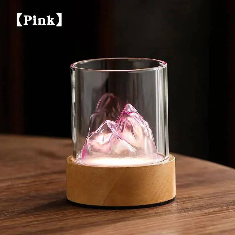Pink Glass Mountain Ambient Night Light - USB Rechargeable