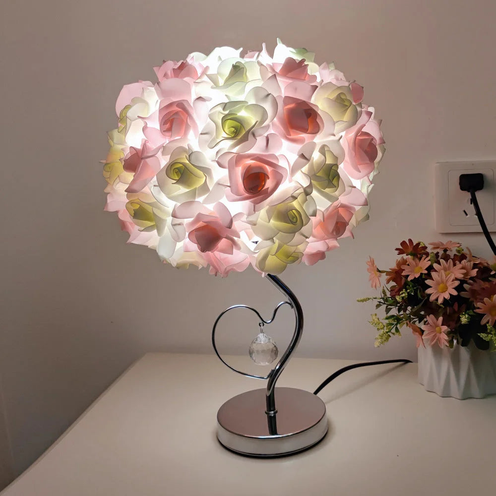 Pink Green Roses And Silver Base Romantic Red