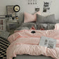 Pink-grey 1.5m Bed Fitted Sheet Set with 200x230cm Duvet