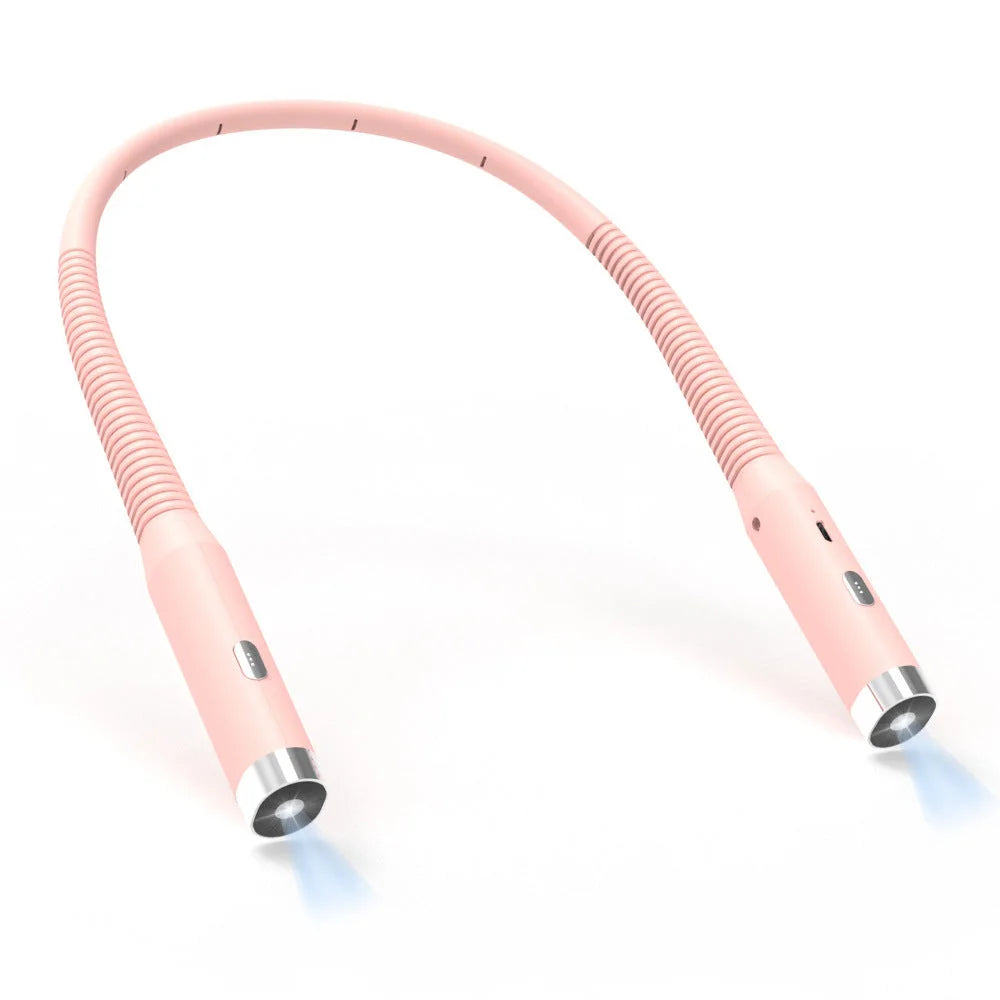 Pink Hands-Free LED Neck Reading Light - USB Rechargeable