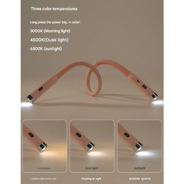 Pink Hands-Free LED Neck Reading Light - USB Rechargeable