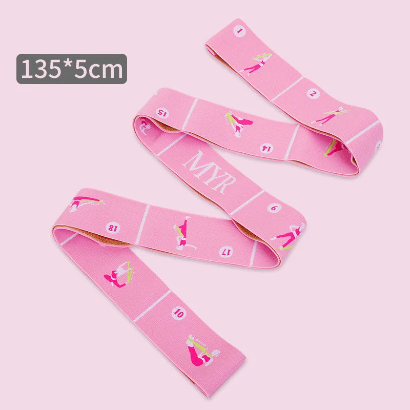 Pink Instructional Yoga Stretch Strap with Embroidered Pose