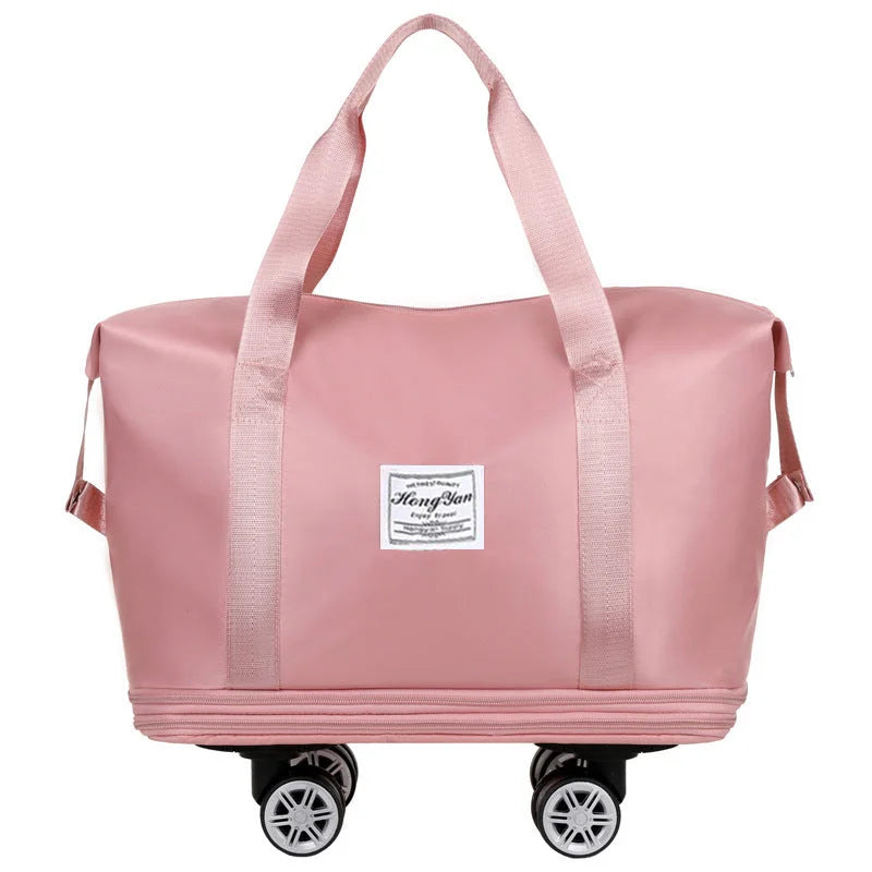 Pink Large Capacity Travel Bag with Expandable Design