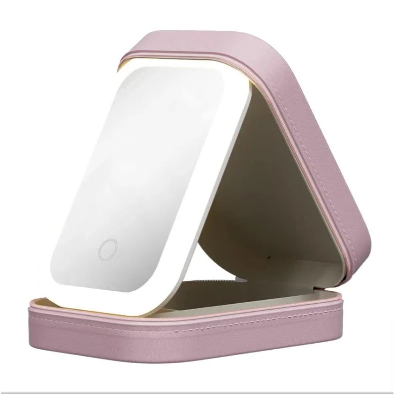 Pink LED Jewelry Box with Mirror - Smart Light Adjustment