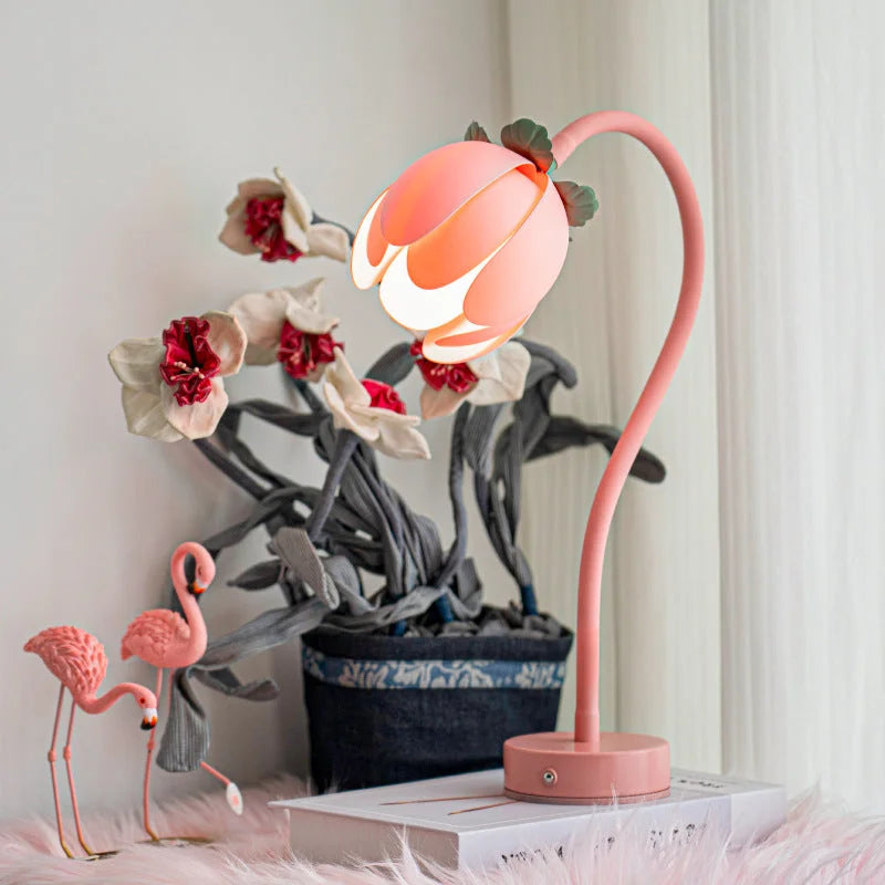 Pink LED Tulip Desk Lamp - Flexible Gooseneck Decorative