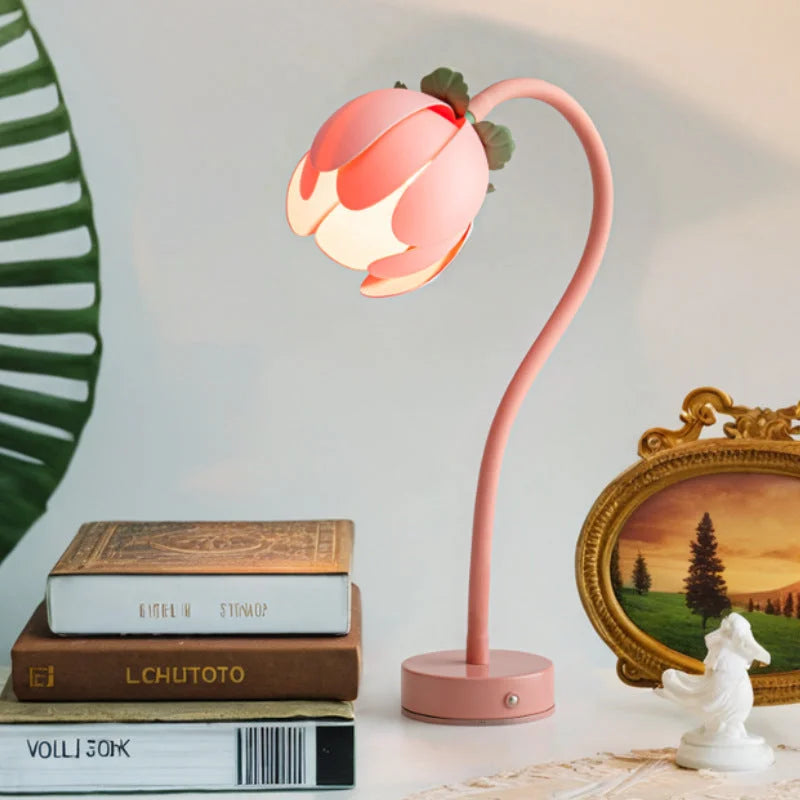 Pink LED Tulip Desk Lamp - Flexible Gooseneck Decorative