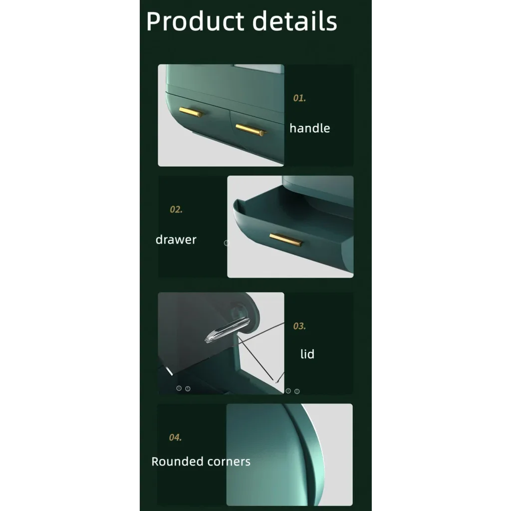 Pink LED Vanity Makeup Organizer with Partition Storage