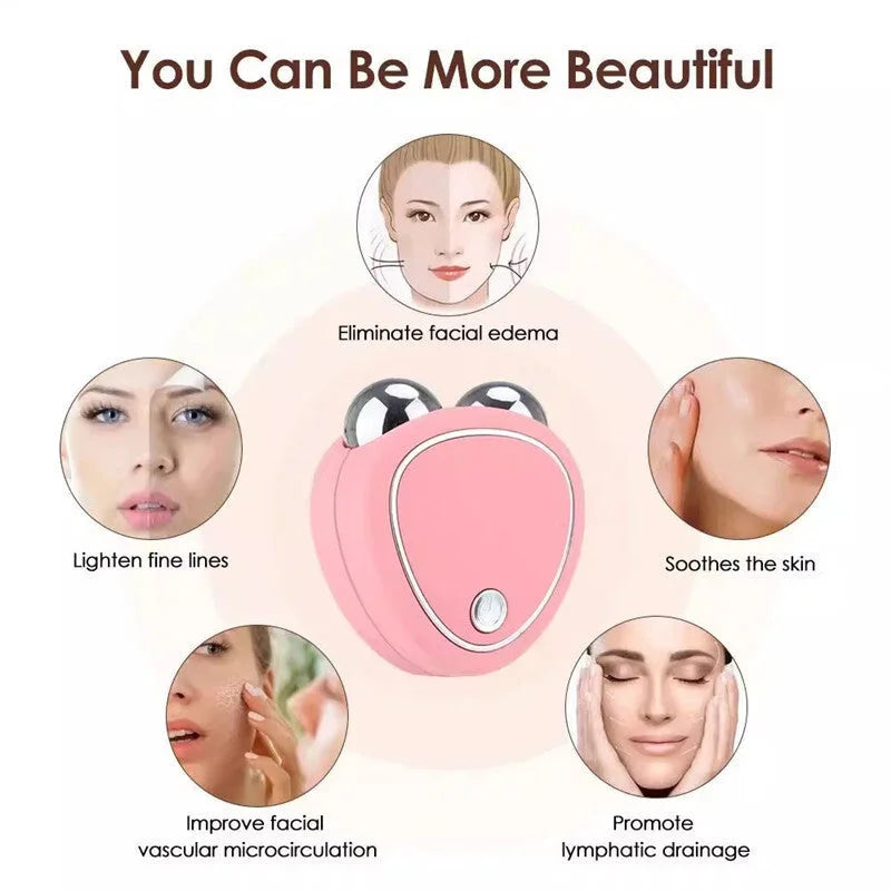 Pink Microcurrent Face Lifting Massager - Sonic Vibration